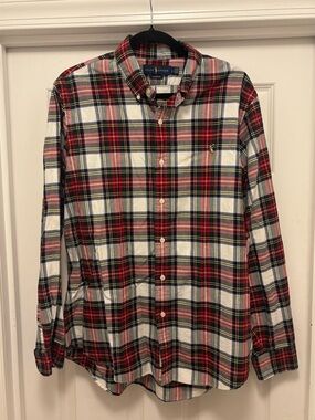 Ralph Lauren Red and White Plaid Button-Down Shirt